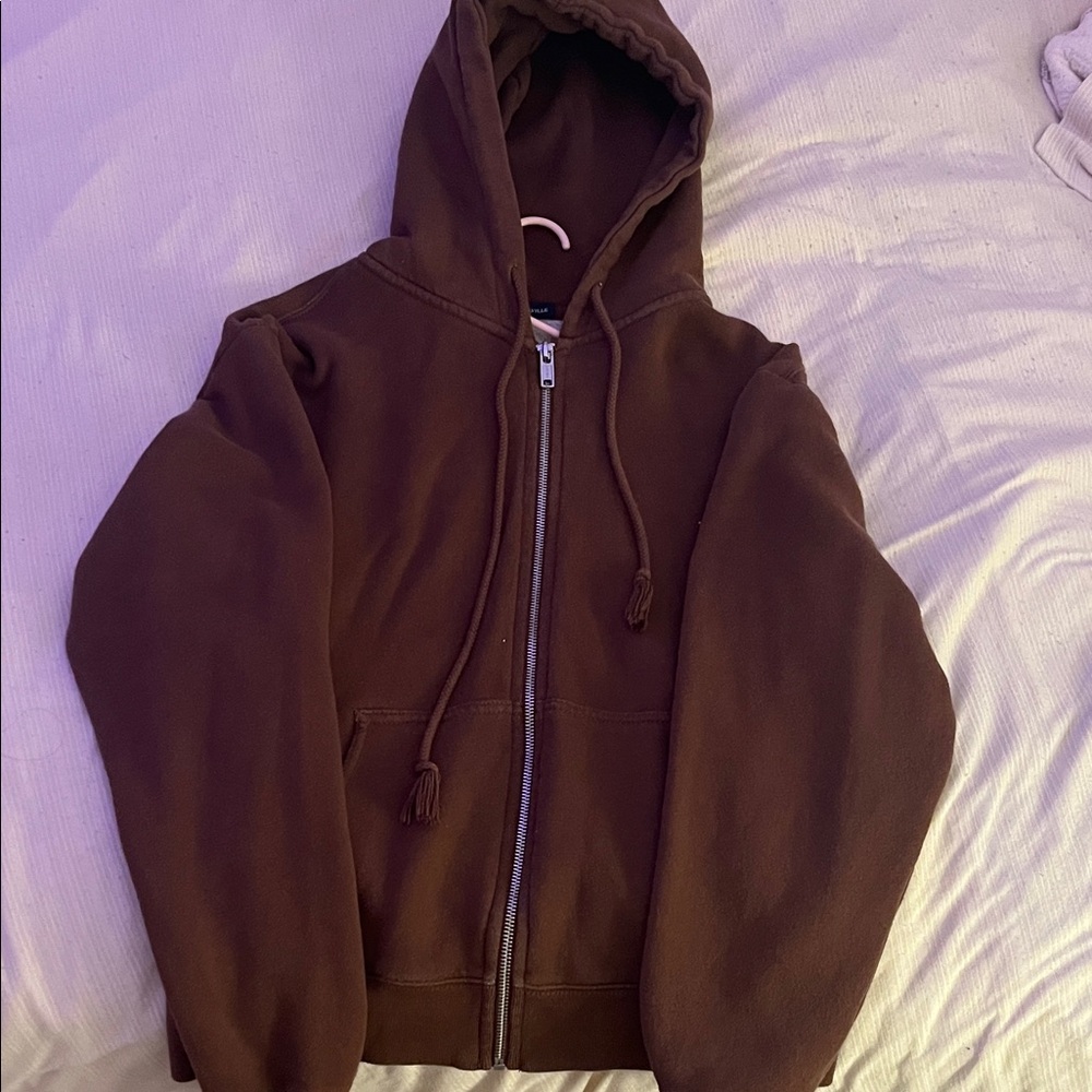 Brandy Melville Chocolate Zip-Up Jacket